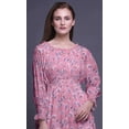 thumbnail image 5 of Bimba Floral Women Printed Smocked Waist Long Casual Maxi RuffleDress-Medium, 5 of 5