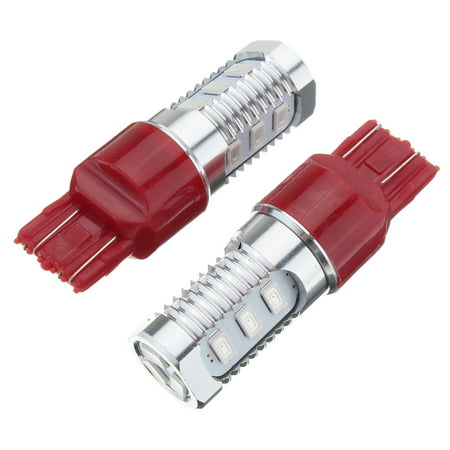 2x 7443 Red LED Flashing Strobe Bulbs Blinking Safety Rear Brake Tail Stop
