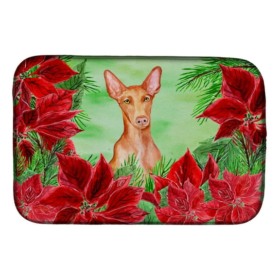 Caroline's Treasures Pharaoh Hound Poinsettas Dish Drying Mat