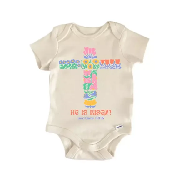 He Is Risen Jesus Christian Religious God Baby Boy Girl Clothes Bodysuit Cute Baby Onesie, BABY BODYSUIT LAT 4424