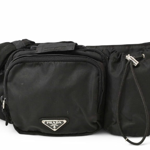 Pre-Owned Prada Waist Bag, Pouch, Body PRADA Nylon NERO Black VA0056 for Men and Women (Fair)