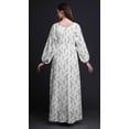 thumbnail image 4 of Bimba Moss Georgette King Fisher Bird Printed Womenâ€™s Long Sleeve Elastic Waist MaxiÂ&nbsp;DressÂ&nbsp;Gown-XSmall, 4 of 5