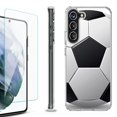 thumbnail image 1 of Shockproof Bumper Phone Case for Samsung Galaxy S23 5G, with Tempered Glass Screen Protector, by OneToughShield ® - Soccer, 1 of 4