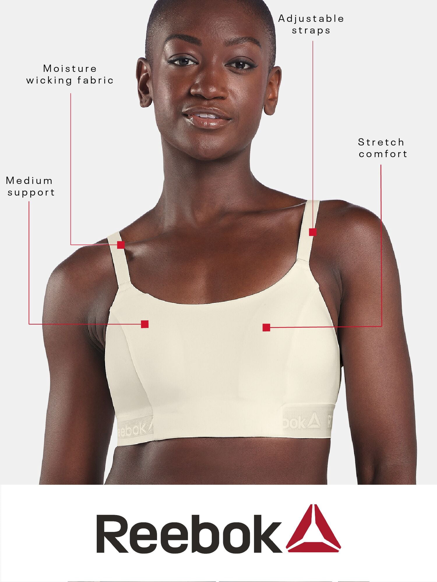 Reebok Women’s Pro-Series Medium Impact Sports Bra, Size S - 3XL