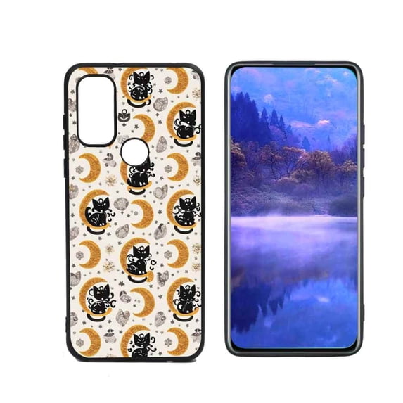 Mystic-cute-black-lunar-cats-5 Phone Case, Degined for Motorola Moto G Pure Case Men Women, Flexible Silicone Shockproof Case for Motorola Moto G Pure