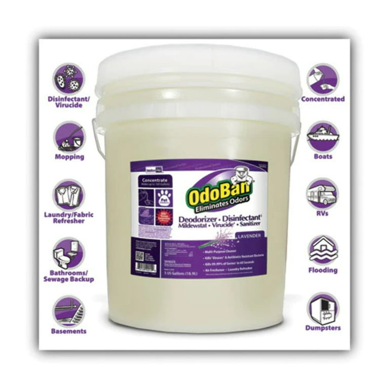 Concentrated Odor Eliminator and Disinfectant, Lavender Scent, 5 gal Pail Concentrated Odor Eliminator and Disinfectant, Lavender Scent, 5 gal Pail