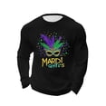 thumbnail image 2 of Ceisia Men's Mardi Gras Mask & Feather Print Waffle Knit Crew Neck Long Sleeve T-Shirt Gift, 2 of 5