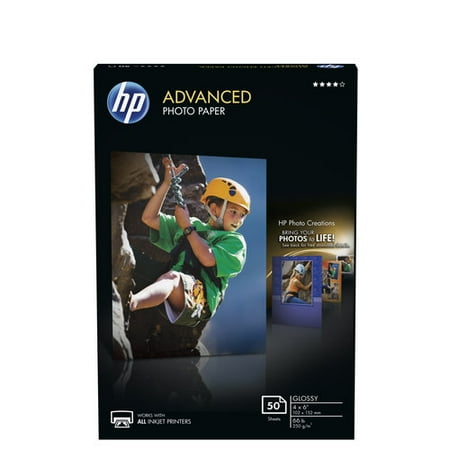 HP Advanced Photo Paper, Glossy, 4x6, 50 Sheets (Best Printer For Glossy Paper)