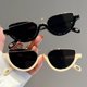 thumbnail image 3 of Gafas de sol semisin montura para mujer, protección UV contra el agua de mar, regalos de cumpleaños, regalos de Año Nuevo, marco de leopardo, película verde oscuro, 3 of 5