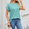 thumbnail image 2 of Summer Fashion Shirts for Womens Plus Size Spring And Solid Color Short Sleeved Round Neck Loose T-shirt, 2 of 8