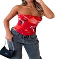 thumbnail image 3 of Hauts Tube Imprimés Mode pour Femmes Débardeurs Sans Bretelles Col Bateau Mode Urbaine, 3 of 6