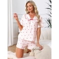thumbnail image 3 of DARING DIVA Women's Loungewear Ruffle Babydoll Collared Cute Print Pajama Sets S Pink, 3 of 7
