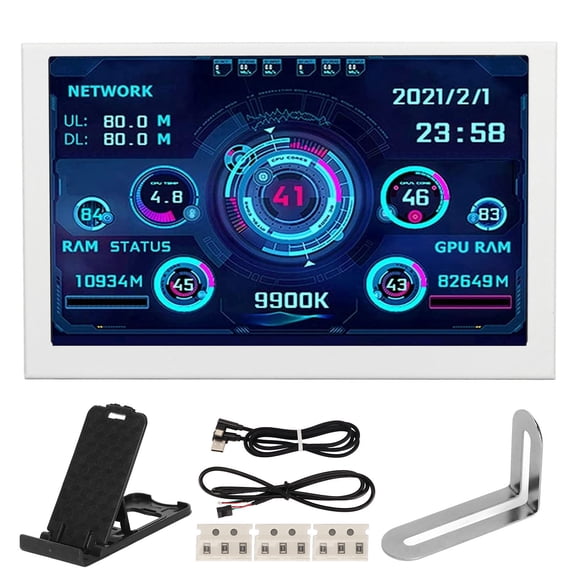 Monitor de temperatura de computadora de 5 pulgadas, mini pantalla USB para PC AIDA64, CPU, GPU, RAM, monitor de datos para Windows, blanco
