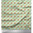 thumbnail image 1 of Soimoi Green Cotton Duck Fabric Text & Fruits Fabric Prints by Yard 42 Inch Wide, 1 of 3