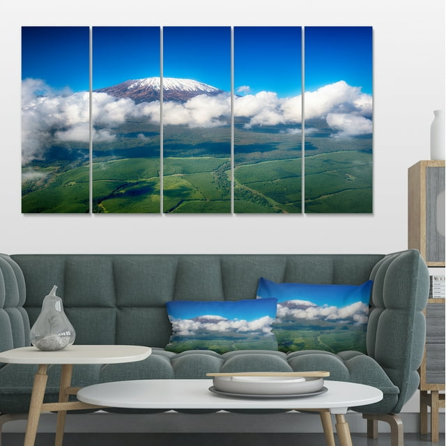Aerial View of Mount Kilimanjaro - Landscape Canvas Art Print