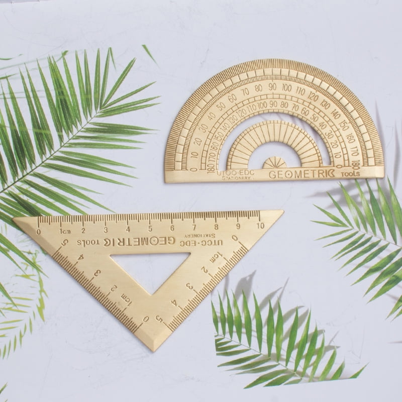 CKLT Thickness 0.08inch Super Durable Brass Protractor Ruler Angle Measure Tool Stationery Math Geometry Best Gift For Students And Children protractor 