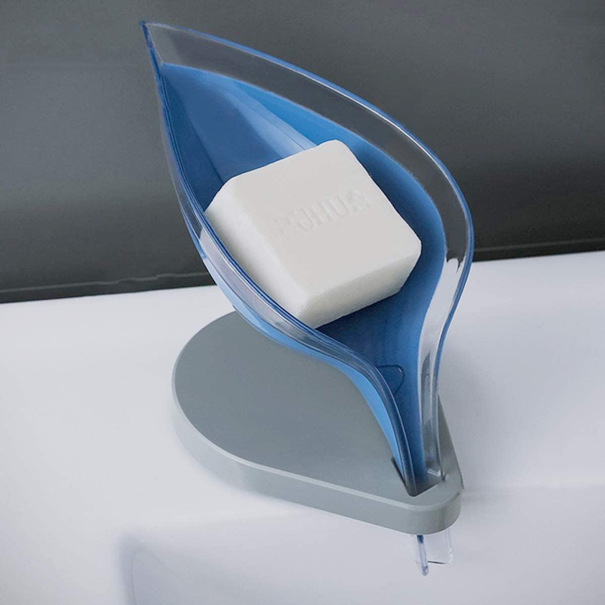 Leaf-Shape Soap Holder Self Draining Soap Dish Sponge Tray with Suction Cup . 