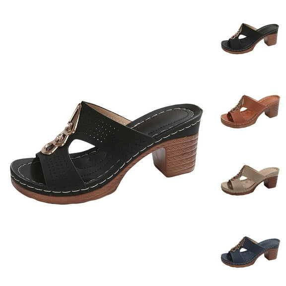 Women's Open Toe Buckle Ankle Platform Wedge Sandals for Women Dressy Womens Slingback Open Toe Wedges High Heels Beach Sandals Slippers