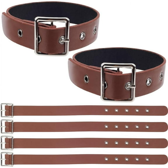 6Pcs Scottish Kilt Extender Straps 16x1 Inch Imitation Leather Cuff Belt Buckles Fastener Brown Traditional Kilt Extension Stirrup Straps Suitcase Belts for Kilts Coat Jacket Bags Brown