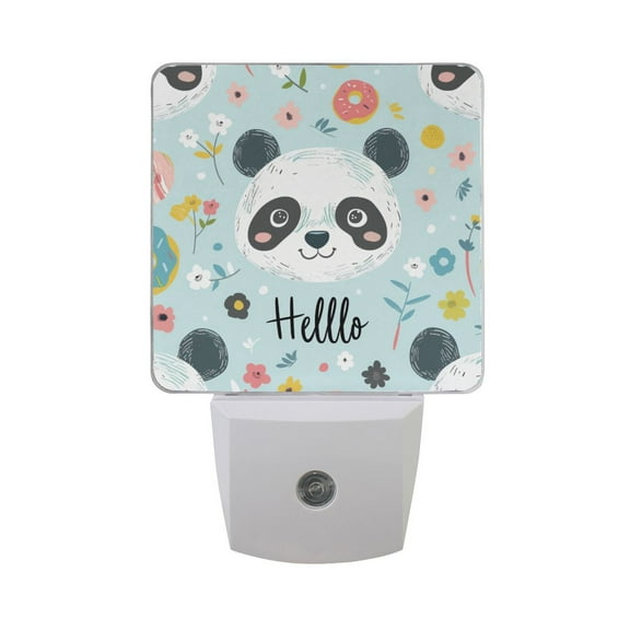 Hello Panda Face Night Light 2 Pack LED Nightlight Plug into Wall Dusk to Dawn Sensor Soft White