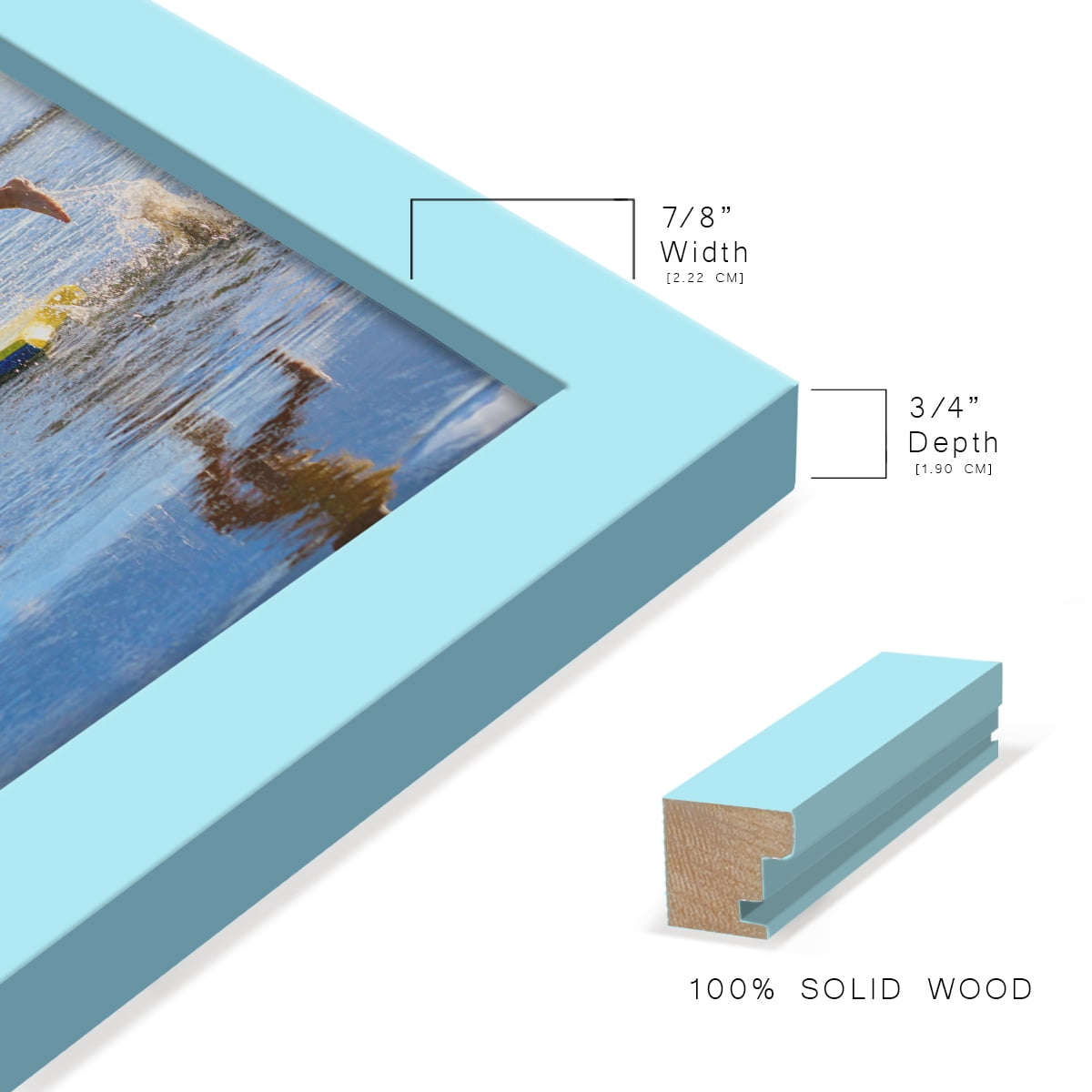 Modern Real Wood 6x8 inch Picture Frame in Blue