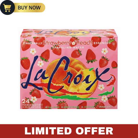LaCroix Strawberry Peach Sparkling Water 🍓🍑 Naturally Flavored, 12 fl oz Cans – Pack of 24