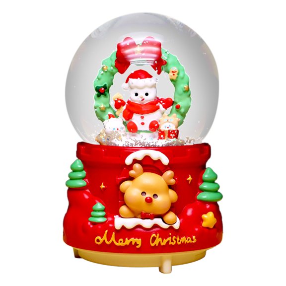 Lilixerw Christmas Musical Snow Globe,Resin Home Decor with LED Light Music Box for Home Party Christmas Decorations