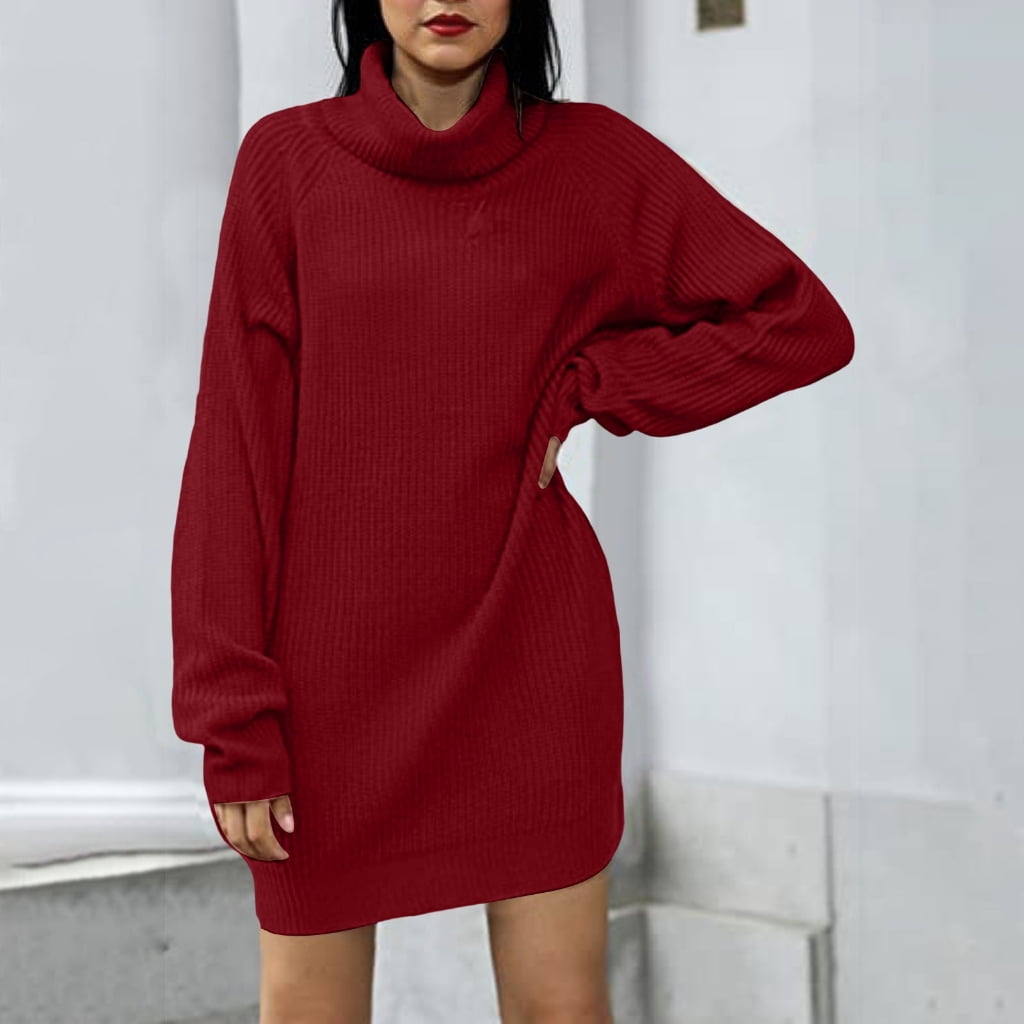 women's loose turtleneck oversize long pullover sweater dress Yokua Women's Loose Turtleneck Oversize Long Pullover Sweater Dress