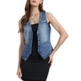 thumbnail image 1 of CHALECOS DE JEAN SIN MANGAS PARA MUJER INSPIRADOS EN CHIC, LAVADOS Y DESGASTADOS, CHAQUETAS DE JEAN CASUAL GRIS AZUL L, 1 of 6