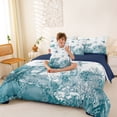 thumbnail image 3 of Erosebridal Sea Starfish Turtle 7pcs Bedding Comforter Set,Summer Nautical Sealife Ocean Coral Queen Bedding Sets,Reversible, 3 of 7