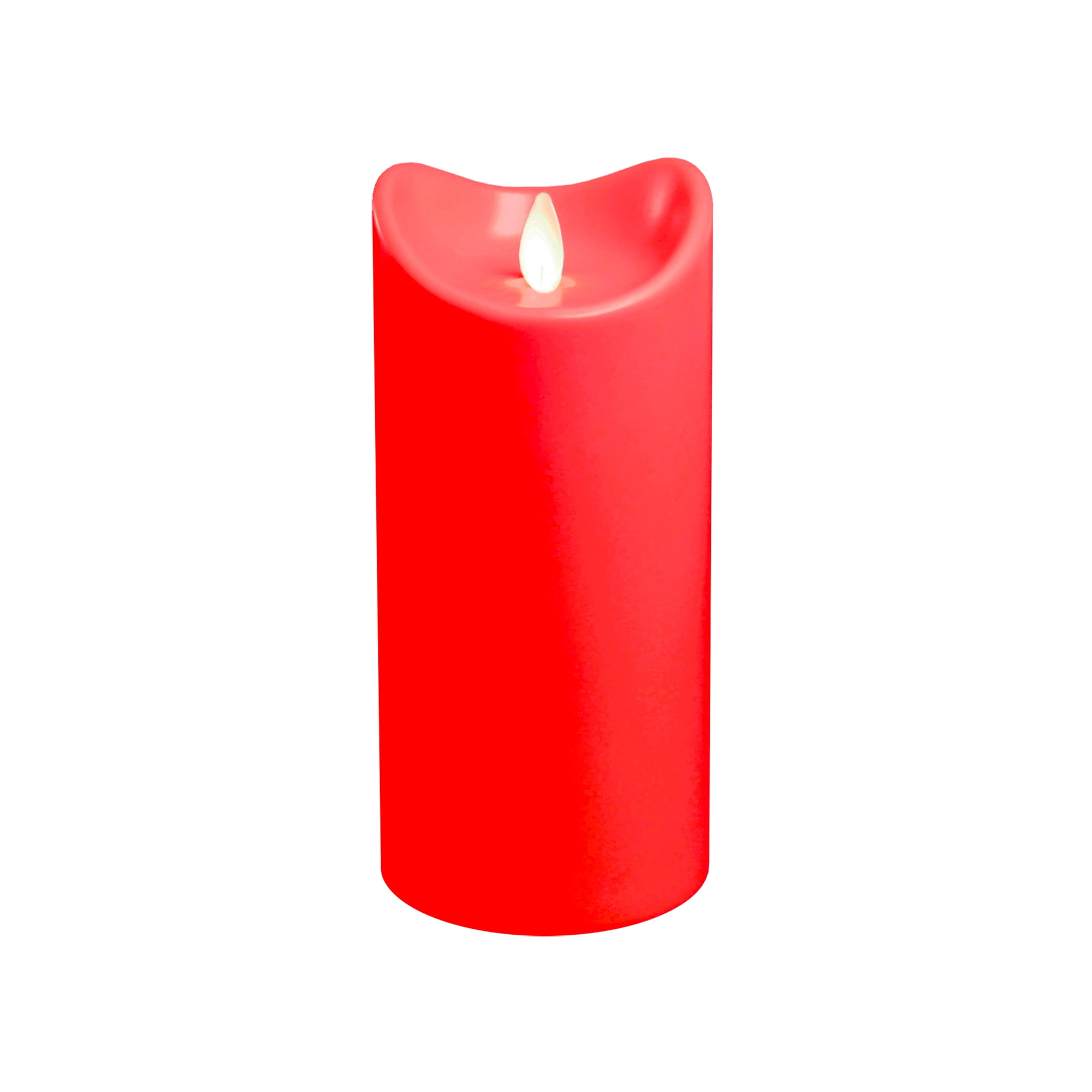 Lumabase Battery Operated 7 Inch Pillar Candle with Moving Flame, Red ...