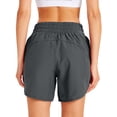 thumbnail image 2 of 5" Athletic Running Shorts for Women with Zipper Pocket Quick Dry High Waisted Gym Workout Shorts with Liner Dark Grey S, 2 of 6