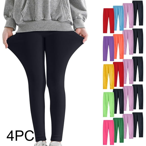 Htigea Clearance 4 Pack Girls Leggings Full Length Leggings Soft Comfortable Footless Leggings Stretchy Tights Pants Hot Pink,3 Years