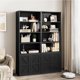 thumbnail image 5 of 6 niveles freestanding de madera estante para sala de estar, dormitorio, o oficina - estilo rural y industrial style con doors y abiertos estantes (negra), 5 of 6