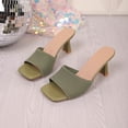 thumbnail image 6 of HomeDM Womens Kitten Low Heels Sandals Dressy Square Open Toe Slip On Comfortable Mules Sandals for Wedding Party Casual, Green Size 7.5, 6 of 9