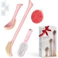 thumbnail image 1 of Foot Brush/Foot File/Silicone Body Scrubber Set(3PCS), 3-IN-1 Foot Scrubber with Long Handle, 10.2‘‘-27.5‘‘Adjustable Foot Scrub Brush with Foot File and Silicone Loofah, Gift-Box(Pink Set), 1 of 8