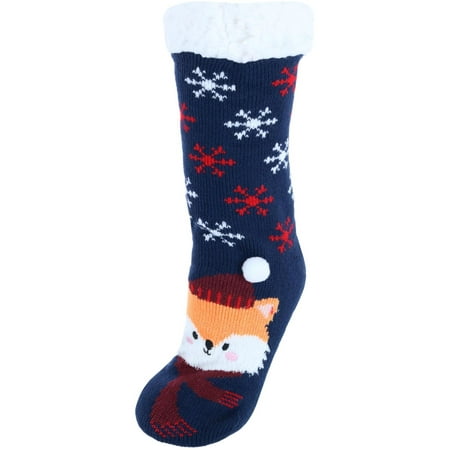 

CTM Christmas Knit Sherpa Lined Slipper Socks (Women)