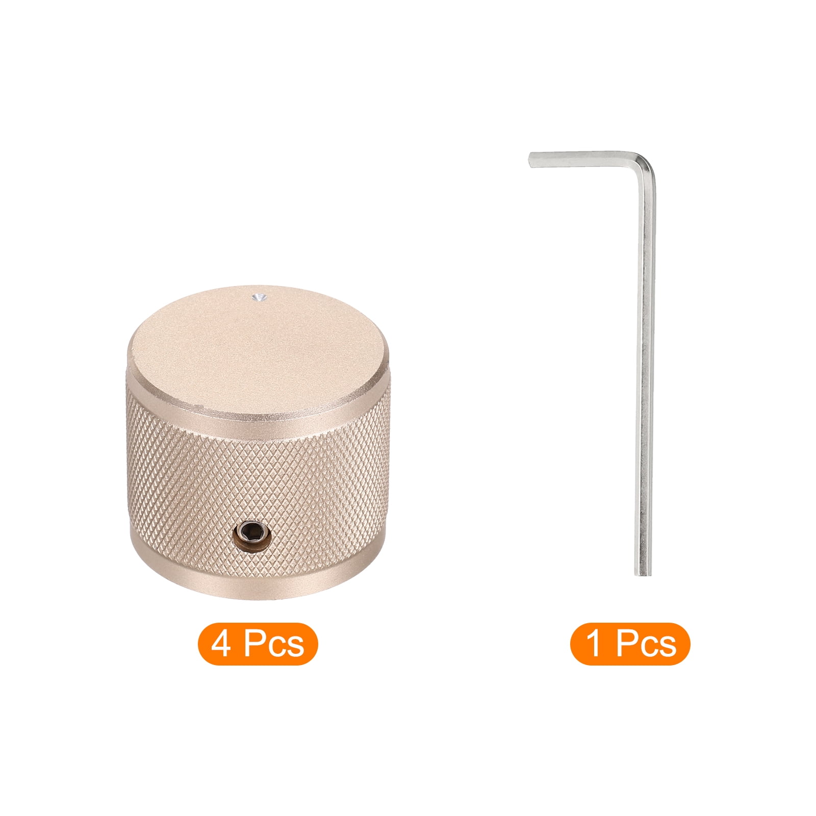 Uxcell 4 Pcs Aluminium Potentiometer Knobs, 1/4" (6mm) Universal Volume Tone Control Knobs with Round Dot Indicator for Guitar, Bass, 1" Gold