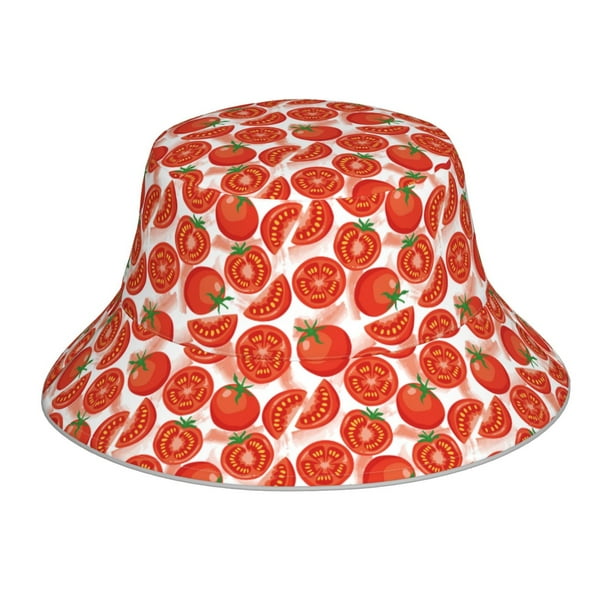 Fotbe Tomatoes Sombrero Tipo Pescador con Estampado – Sombrero de Sol de Algodón de Moda para Playa, Golf, Pesca