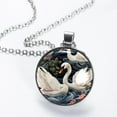 thumbnail image 2 of Swan Elegant Glass Circular Pendant Necklace - Stunning Jewelry Piece, 2 of 5