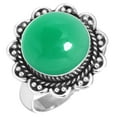 thumbnail image 1 of 925 Sterling Silver Ring For Women - Men Real Green Onyx Gemstone Silver Ring Size 5.5 May Birthstone Fashion Silver Ring Size 5.5 Thanksgiving Gift For Mom Gemstone 925 Silver Jewelry, 1 of 5