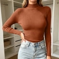 thumbnail image 6 of Women's Turtleneck Ribbed Sweaters Solid Long Sleeve Pullover Tops Slim Fitted Soft Lightweight Winter Fashion Outfits, 6 of 7