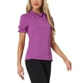 thumbnail image 4 of INSPIRAR CHIC Blusas de Verano para Mujeres de Color Sólido con Lazo en el Cuello y Mangas Cortas para Usar en el Trabajo Magenta 2XL, 4 of 6