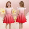 thumbnail image 5 of Spazoro Kids Girls Dresses, Round Neck with Gradient Color 2025 New Style Flutter Sleeves Princess Dress for Child Girls Red Size 9 T, 5 of 7