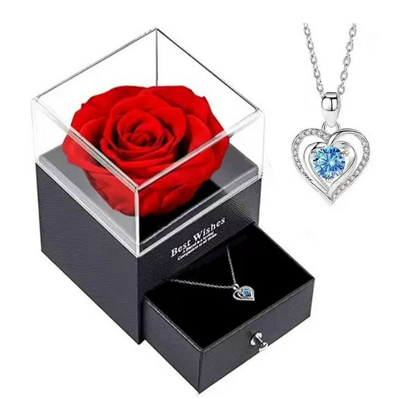 HOMBOTI Valentines Gifts for Her Preserved Rose in A Jewelry Gift Box for Women Wife Mom Valentine's Day Mothers Day Birthday Gift