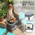 thumbnail image 6 of 5 PCS Outdoor Patio Furniture Set with Table&Ottoman Outdoor Furniture Patio Set Bistro Wicker Patio Set (Gray Wicker&Green Cushion), 6 of 7