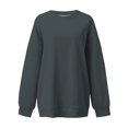 thumbnail image 4 of Women's Solid Color Crewneck Sweatshirt, Soft Long Sleeve Pullover Top for Fall Winter, Casual Comfortable Daily Wear Loungewear, All Season Basic Wardrobe Essential for Women Navy M, 4 of 4