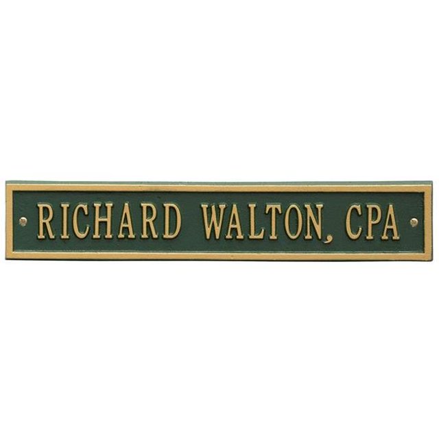 Whitehall Products 1076GG Standard Wall One Line Arch Extension Address Plaque, Green & Gold