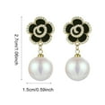thumbnail image 2 of KDSJSXW Stud Pearl Earrings Fashion Personality Temperament Camellia Pearl Drop Earrings for Women Jewelry Gifts Big Pearl Earrings Pearl Gold Earrings Pierced Earrings for Women(A,One Size), 2 of 6