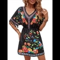 thumbnail image 3 of Vestido de Fiesta Bordado para Mujer, Talla Grande, Corta, Estilo Bohemio de Verano con Bolsillo. Negro XXL, 3 of 10